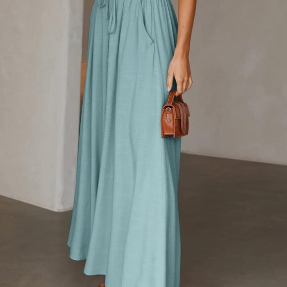 Pants for Women Casual Elastic Waist Wide Leg Pants with Pockets - Picture 3 of 5